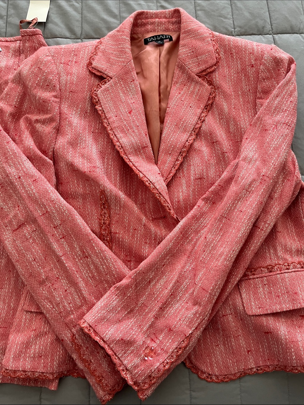 Tahari Coral Pink Tweed Blazer and shirt